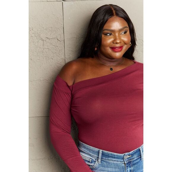 Culture Code Fall For You Full Size Asymetrical Neck Long Sleeve Top - Picture 5 of 9